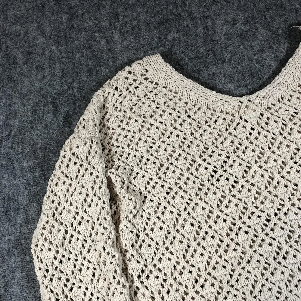 Artelier Nicole Miller Sweater‎ Womens Large Cream Open Knit Crochet
